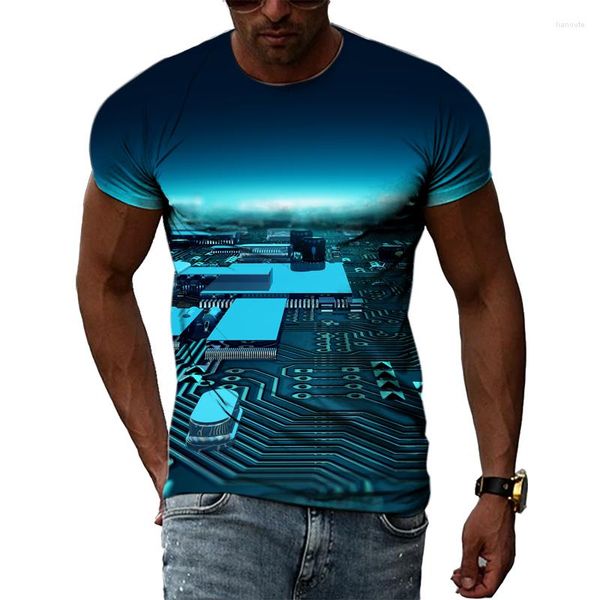 Camisetas masculinas Moda de verão 3D Número de tecnologia Men.