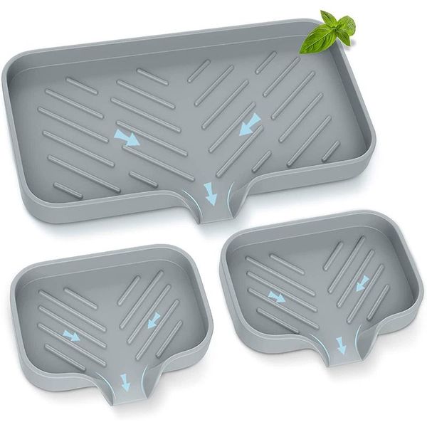 Gerichte Küche Seifenschale Küchenspüle Tablett Schwammschale Küchenschwammhalter Selbstentleerender Silikon-Seifenhalter für Badezimmer