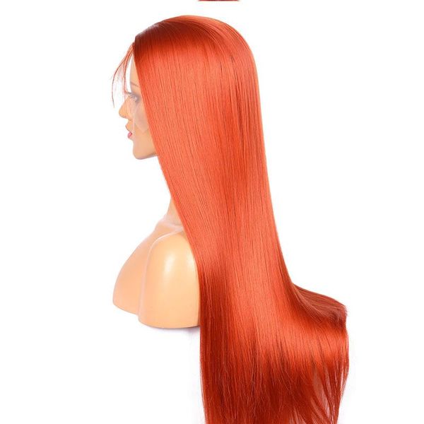 Synthetische Perücken Lace Front Hair Long Straight Orange Blonde Highlight für schwarze Frauen Brasilianisch Hitzebeständig