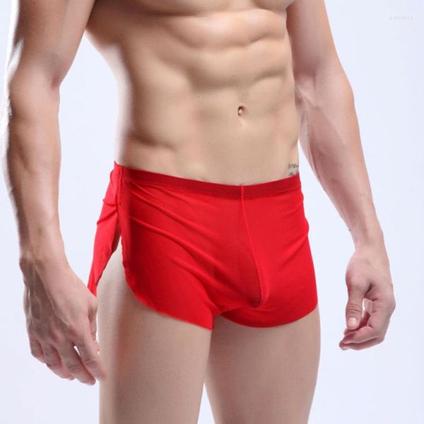 Unterhose Sexy Herren Durchsichtige Boxershorts Unterwäsche Mesh Shorts Trunks Elastischer Bund Trainingshose Seitenschlitz