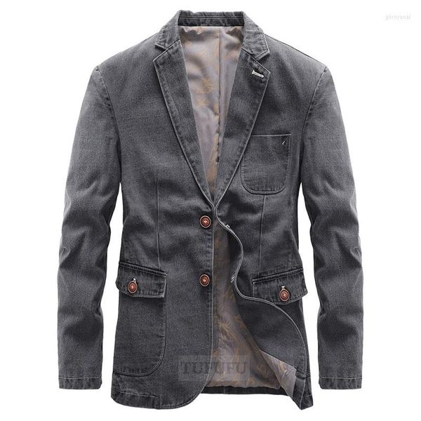 Erkek ceketler bahar ince fit blazer ceket boş zamanlar erkek marka denim erkek takım elbise dış giyim jean case ceket 4xl boyutu