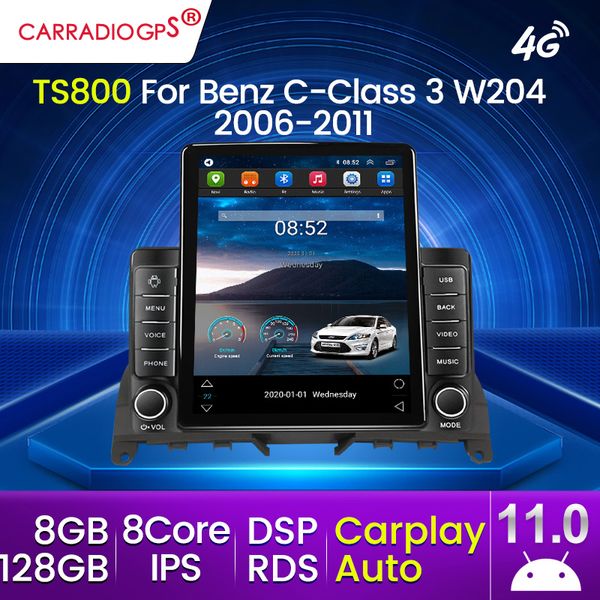 CAR DVD RADIO 4G LTE IPS RDS DSP Android 11 para Mercedes Benz C Classe 3 W204 S204 2006-2011 GPS Navigation BT Multimedia Player