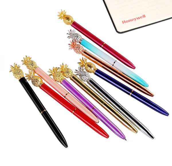 Новый дизайнер Creative Pineapple Head Metal Ballpoint Pens Fashion Luxury Pen Hrismas Gift Swedingoffice School School Tool