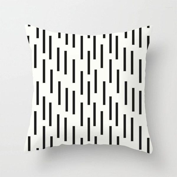 Casa de travesseiro preto geometria branca Capa de almofada pequena sofá de casewase de arremesso quadrado de 45cmx45cm