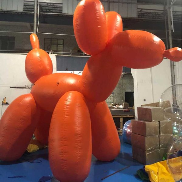 2.4MH Maravilhoso gigante gigante PVC Modelo de cão de balão laranja inflável com soprador para decoração de parque e publicidade