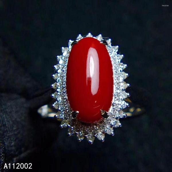 Cluster-Ringe KJJEAXCMY Fine Jewelry Natürliche rote Koralle 925 Sterlingsilber Damen Verstellbarer Edelsteinring Support Test Exquisit