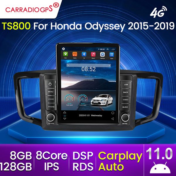 Rádio de DVD de carro para Honda Odyssey 2015-2019 Autoradio Android 11 Multimedia Video Navigation GPS CarPlay Car Radios Audio Bt 2 DIN