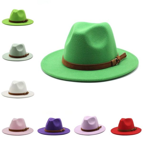 Chapéus largos Brim Panamá Cap Hat Formal Jazz Senti Fedora Men, mulheres mulheres Caps Man Mulher Trilby Chapeau Winter Winter