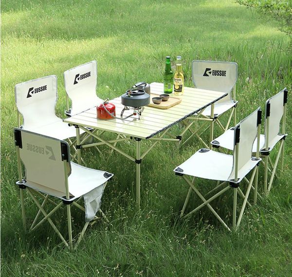 Camp Furniture Outdoor Klapptisch und Stuhl Set Picknick Camping Aluminium Omelette Hocker