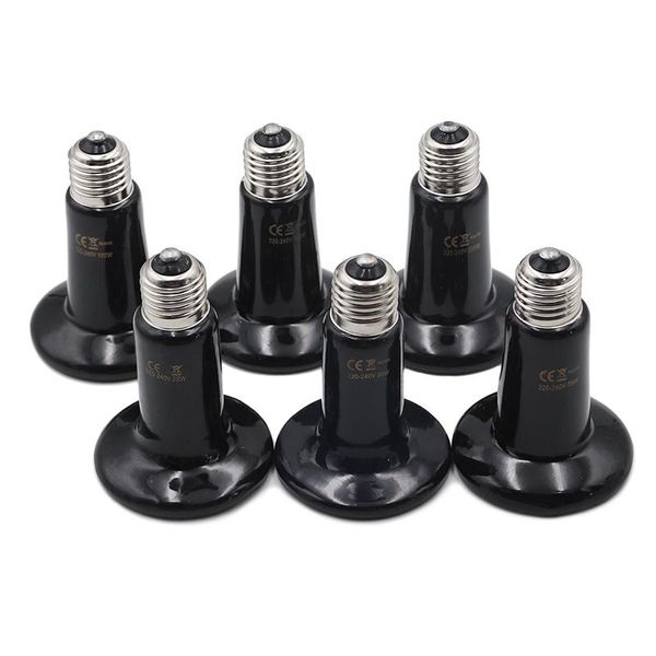 Cordões 5 pcs Pet Lâmpada de Aquecimento Bege Preto Infravermelho Emissor Cerâmico Calor Lâmpada Pet Chocadeira Réptil Lâmpada 25W 50W 75W 100W 150W 200W