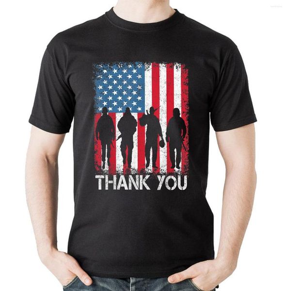 Herren-T-Shirts Patriotische amerikanische Flagge Danke für Männer Frauen O-Ausschnitt Baumwollhemd Lässige Kurzarm-T-Shirts Tops Harajuku Streetwear