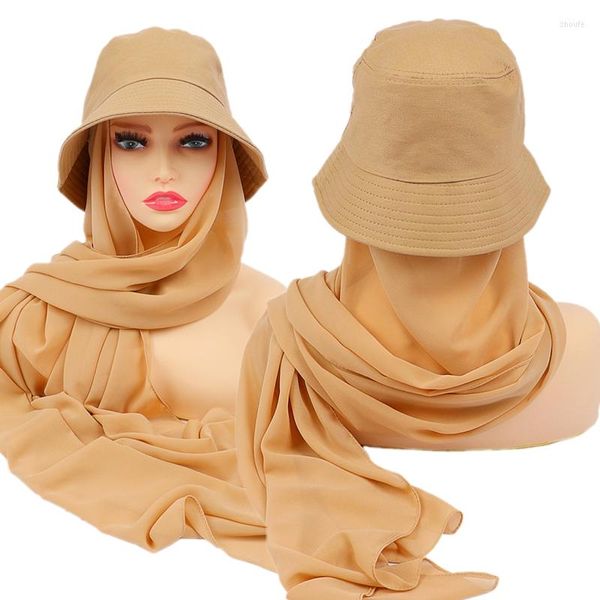 Berets Fashion Fisherman Caps с шифоновым шарфом Dubai Turkey Malaysia готова носить мгновенные хиджаб.