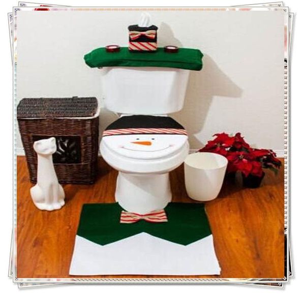 Teppiche 3 teile/satz Jahr Geschenk Weihnachten Weihnachtsmann Toilettensitz Abdeckung Teppich Badezimmer Set Dekorationen Für Zuhause