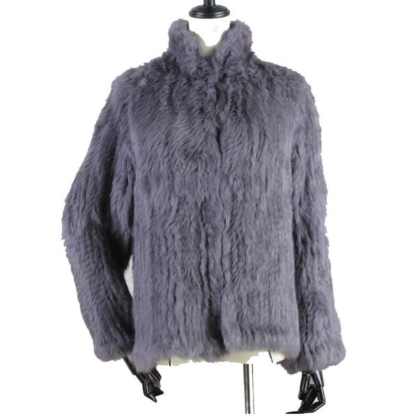 Pelliccia di pesce zero vendere pelliccia nuova vera pelliccia di rabbita Fashion Women Knit Rabbit Fur Giacca inverno in pelliccia di coniglio calda Outwear HP716 HP716