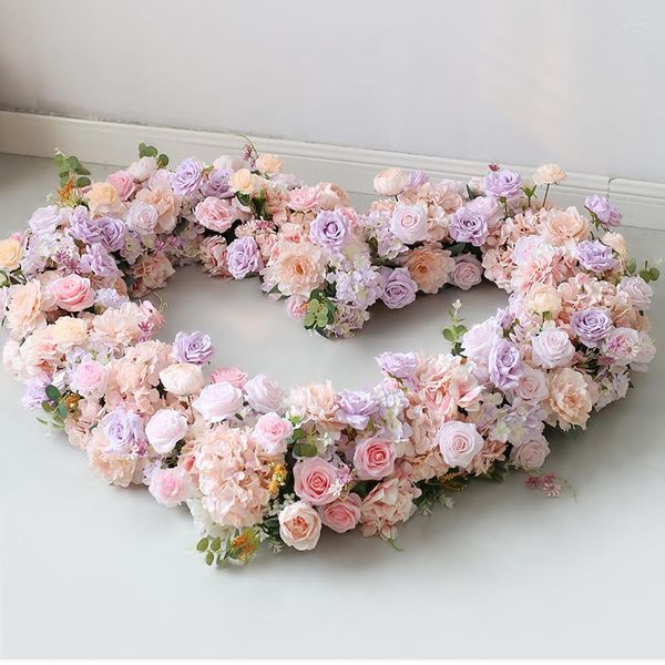 Fiori decorativi Cuore di lusso Rosa Ortensia Fiore Fila Matrimonio Arco Sfondo Porta Deco Fase Festa Compleanno San Valentino Prop