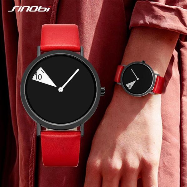 Orologi da polso Sinobi Creative Women Watch Orologio da polso di lusso di moda Ruota orologio da donna con cinturino in pelle gialla Montres Femme