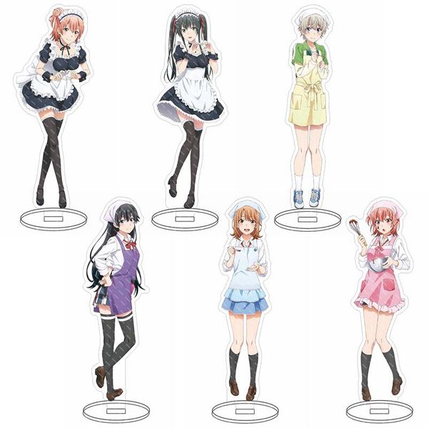 Keychains Anime My Youth Love Story Certamente há um problema Stand yuigahama yui uniforme escolar postura em pé Figura Modelo DecorkeyChain