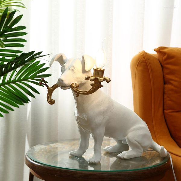 Lampade da tavolo Nordic Terrier Dog per camera da letto Lampada da comodino Home Deco Animal LED Light Indoor per bambini