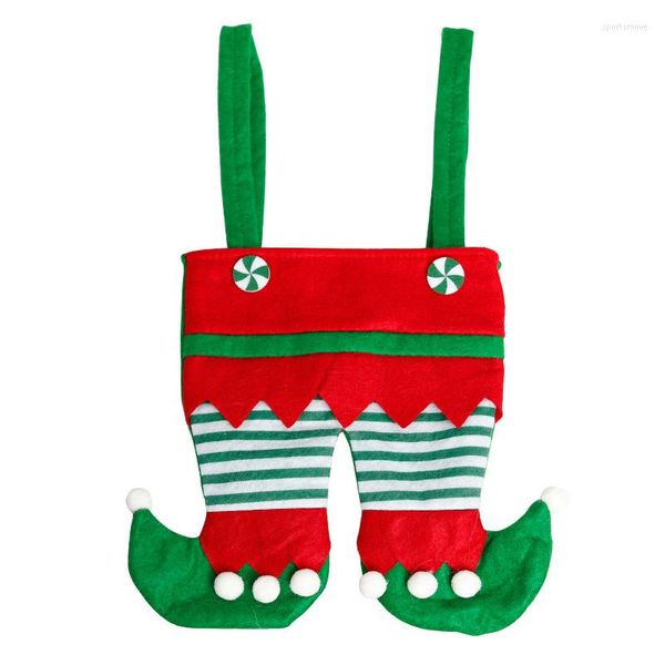 Confezione regalo 10 pezzi Ragazzi Ragazze Natale Pantaloni da Babbo Natale e stivali da elfo Sacchetti di caramelle Piede presente Borse Tratta regali di Natale S