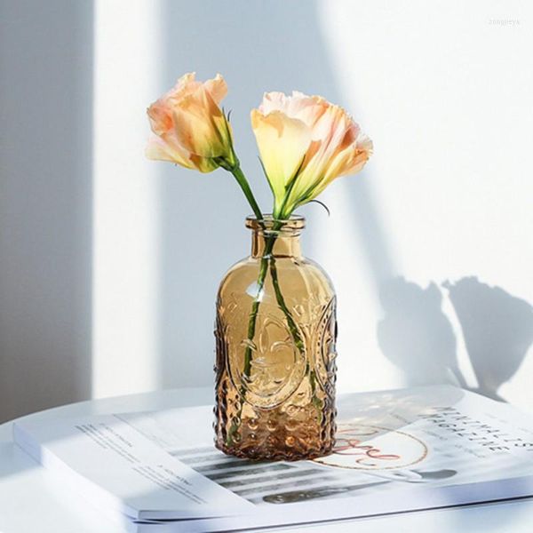 Vorratsflaschen Vintage Geprägtes Klarglas Blumenknospe Vase Blumenarrangements Dekoratives Mittelstück Für Zuhause Hochzeit Party Event