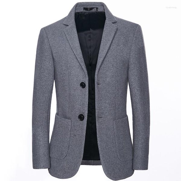 Ternos masculinos Blazer de lã masculino Casaco misto de moda coreana estilo curto jaqueta quente Autumn/Winter Casual Suit