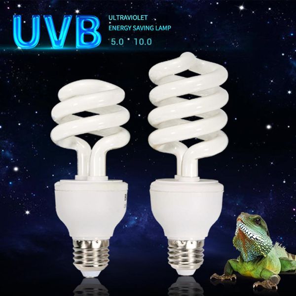 Illuminazione 13W 26W UVB 5.0 UVB10.0 Lampada per rettili Lampadina Habitat Illuminazione per lampada tartaruga Lucertola Serpente Iguana Calore Calcio Lampadina Luce Succulente