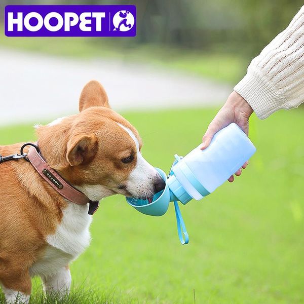 Garrafa de alimentação para cães hoopet, chaleira para caminhada ao ar livre, bebedor de água potável para cães, garrafa portátil que acompanha copo de água para cães e gatos