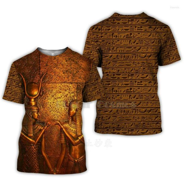 Herren-T-Shirts Klassisches Retro-ägyptisches Totem 3D-gedrucktes Sommer-Herren-T-Shirt Kurzarm Persönlichkeit Modetrend Harajuku Plus Größe
