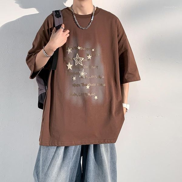 Herren T-Shirts E-BAIHUI Herren Loose Print Rundhalsausschnitt Sommer Kurzarm Herrenbekleidung für Herren Harajuku Style Star Graphic