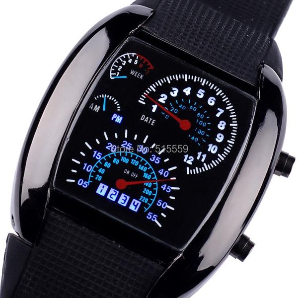 Нарученные часы модные часы высочайшего качества спортивные светодиодные часы гоночной скоростной автомобиль на циферблат силиконовый ремешок мужские часы военные
