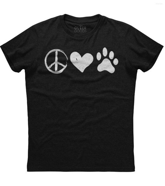 Camisetas masculinas Paz, amor, patas de animais de estimação, camisa de algodão de algodão legal, masculino casual de manga curta, tops harajuku streetwear