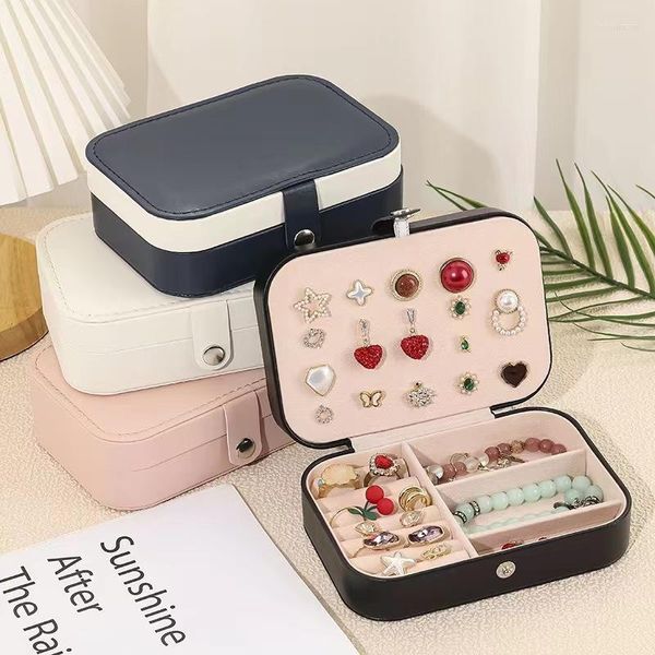 Schmuckbeutel Travel Lady Box für Frauen Portable Storage Organizer Case PU Leder Ohrring Ring Halskette Schmuck