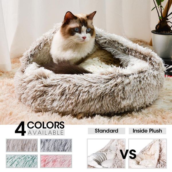 Tappetini rotondi del gatto cuscino letto gatto per gatti lunghi peluche per sonno morbido trapunta per cane accessori tappetini