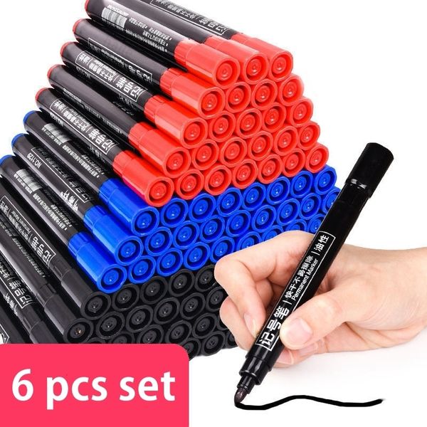 Marcadores Haile 6 PCs oleosamente à prova d'água Pontas de cor de tinta fina permanente para canetas de cor de caneta de caneta Signature Pen Supplies 230503