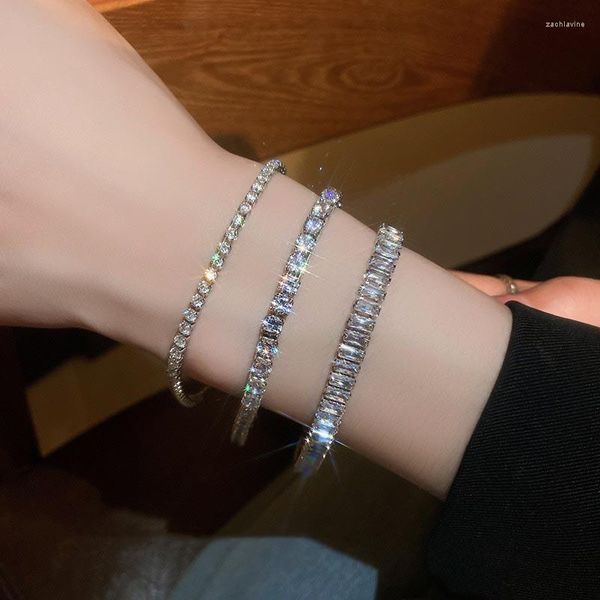 Link Bracelets Crystal de formato de olhos de luxo para mulheres cor de prata Ajustável Luck Out Chain Charm Bangle on Hand Jewelry Friend Gift