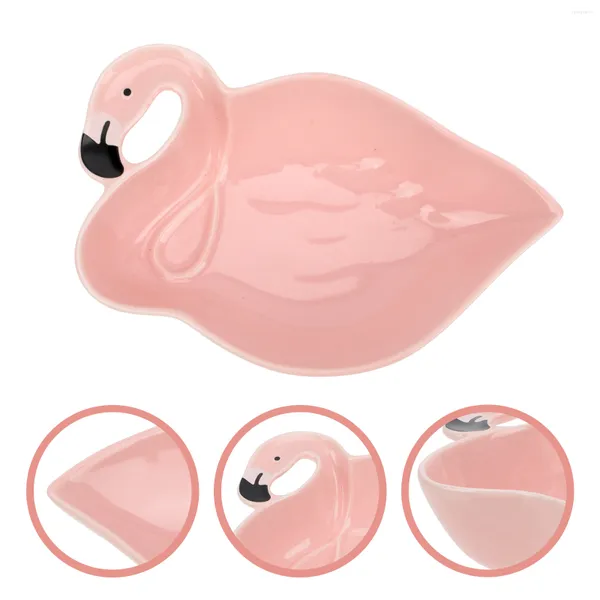 Schüsseln Flamingo Schüssel Snack Tablett Kinder Gewürzteller Cartoon Sojasauce Keramik Geteilt Tauchen Kind