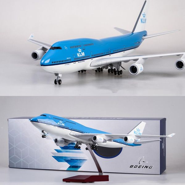 Flugzeugmodell Maßstab 1:157 47CM Flugzeug 747 B747 KLM Royal Dutch Airlines Modell W Light Wheel Druckgussharz Flugzeug für Sammlung 230503