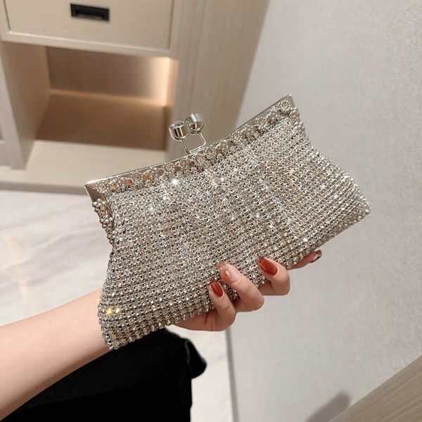 Abendtaschen Handtaschen für Frauen Luxus glänzende Strass Hochzeit Bankett Party Braut Geldbörsen und 230427