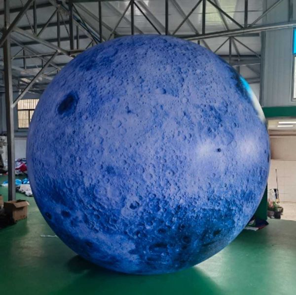 3m10ftdia Palloncini giganti gonfiabili ermetici in PVC con pianeta lunare con luce a LED per appendere decorazioni per feste