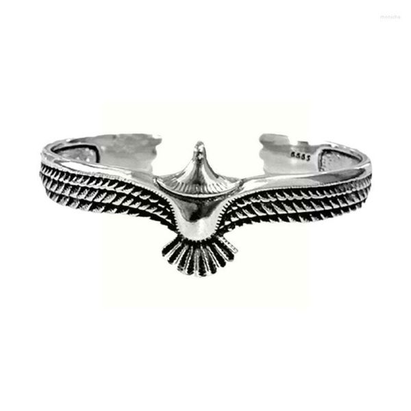 Armreif Vintage Adler fliegende Feder Muster Armreifen Armband Mjolnir Amulett nordischen Runen Öffnung Wikinger verstellbar Mytholog X3N9