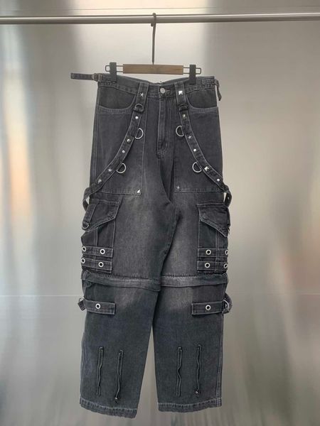 23SS Designer Mens Jeans Fransa Fashiont Donanım İş Giysesi Semat Ahtapot Pantolon Günlük Hip Hop Stil Tayt Elastik