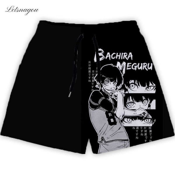 Shorts masculinos Anime Blue Lock Gym Shorts Summer Bodybuilding Jogging Fitness Running Short Pant Brand Fashion Training Shorts Casual J230503