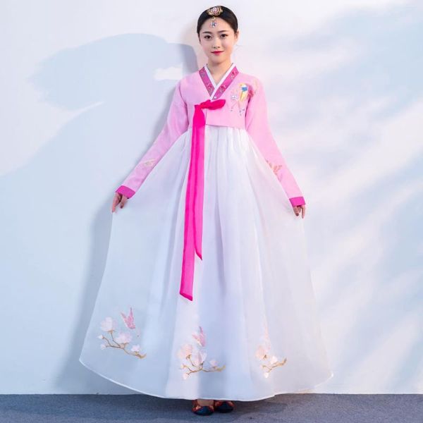 Ethnic Clothing Classic Women Embroidery Dress Royal Traditional Hanbok Yukata Dresses Korean Style Ladies Stage Show Gown Elegant Dancing