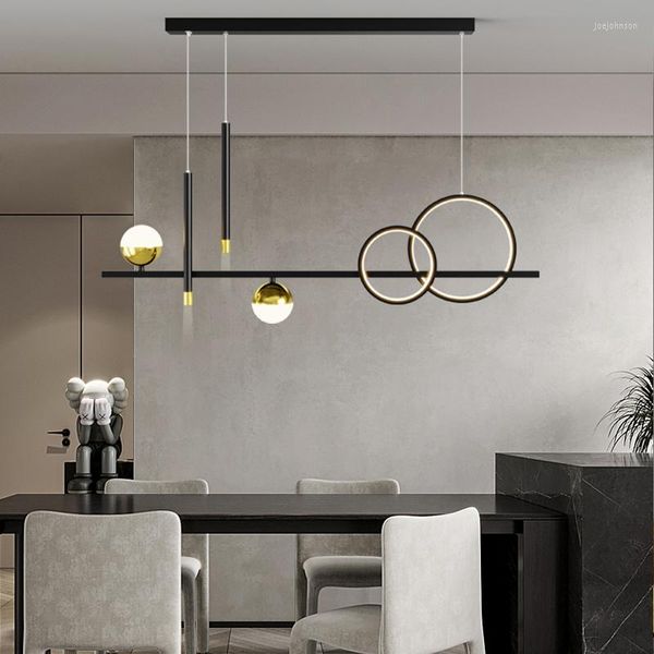 Подвесные лампы современный люстр обеденный стол Светловое золото и черный ресторан Оригинальный дизайн.