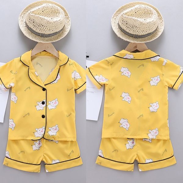 Pigiama Pigiama per bambini Set per bambina Cartoon Pig Pattern Abito da notte Bambini Cartoon Sleepwear Pigiama giallo per bambini Indumenti da notte in cotone 7 230503