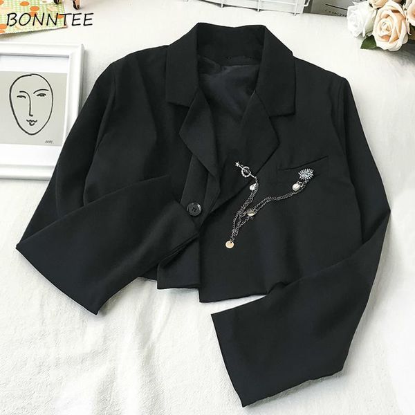 Pantaloni Blazer da donna Top corti tinta unita con intaglio manica lunga retrò nuovo design alla moda streetwear capispalla femminile stile punk per il tempo libero chic