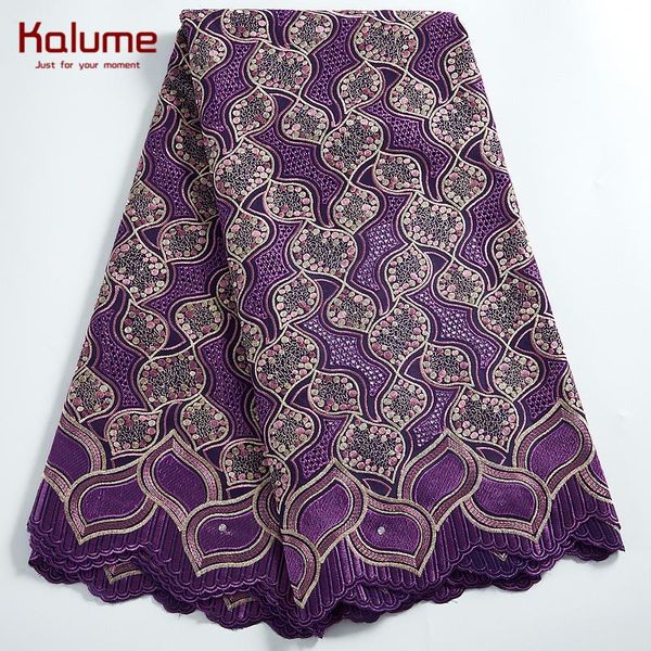 Kleider Kalume Afrikanische Baumwolle Spitze Stoff 5 Yards Nigerian Baumwolle Spitze Stoff Hohe Qualität Tissus Jersey Für Nähen Tuch Frauen kleid H2307