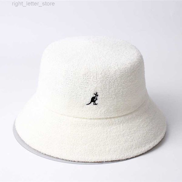 Chapéus de aba larga Kangol Material de toalha de cor sólida Chapéu de pescador para mulheres e homens Primavera Autumn Hip Hop Trend Casal Casual Bucket Hat Unisex