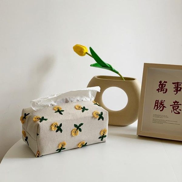 Organisation japanische kleine Blumen-Taschentuchbox, leichter Luxus-Karton, Wohnzimmer, Esszimmer, Dekoration, Serviettenbezug, schöner Stoffbezug