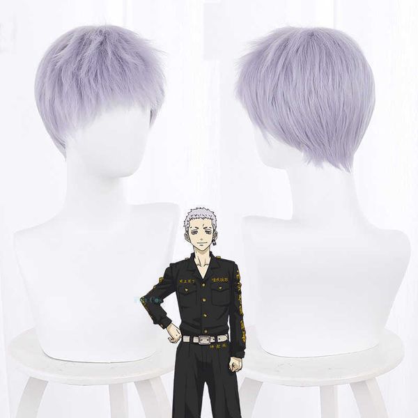 Косплей парики аниме Токио ретрансеры Такаши Мицуя косплей парик серый голубой корот